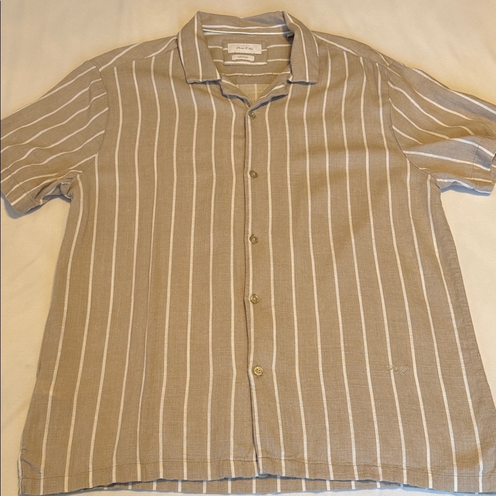 Porter & Ash Casual Beige Stripe Short-Sleeve Shirt